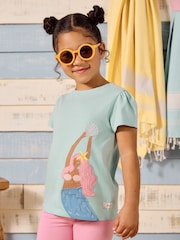 Joules Astra Light Blue Applique Cotton T-Shirt - Image 1 of 5