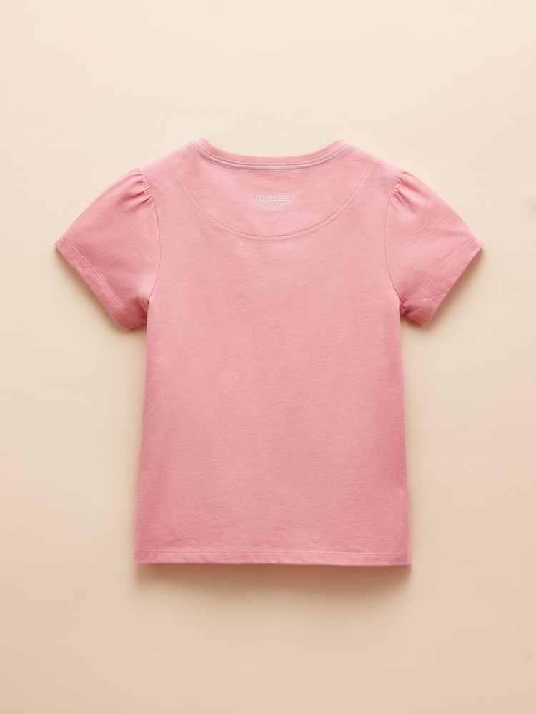 Joules Astra Pink Animal Applique Cotton T-Shirt - Image 4 of 7
