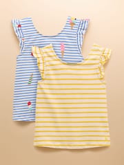 Joules Butterfly Blue/Yellow Pack of Two Frill Vests - Image 1 of 10