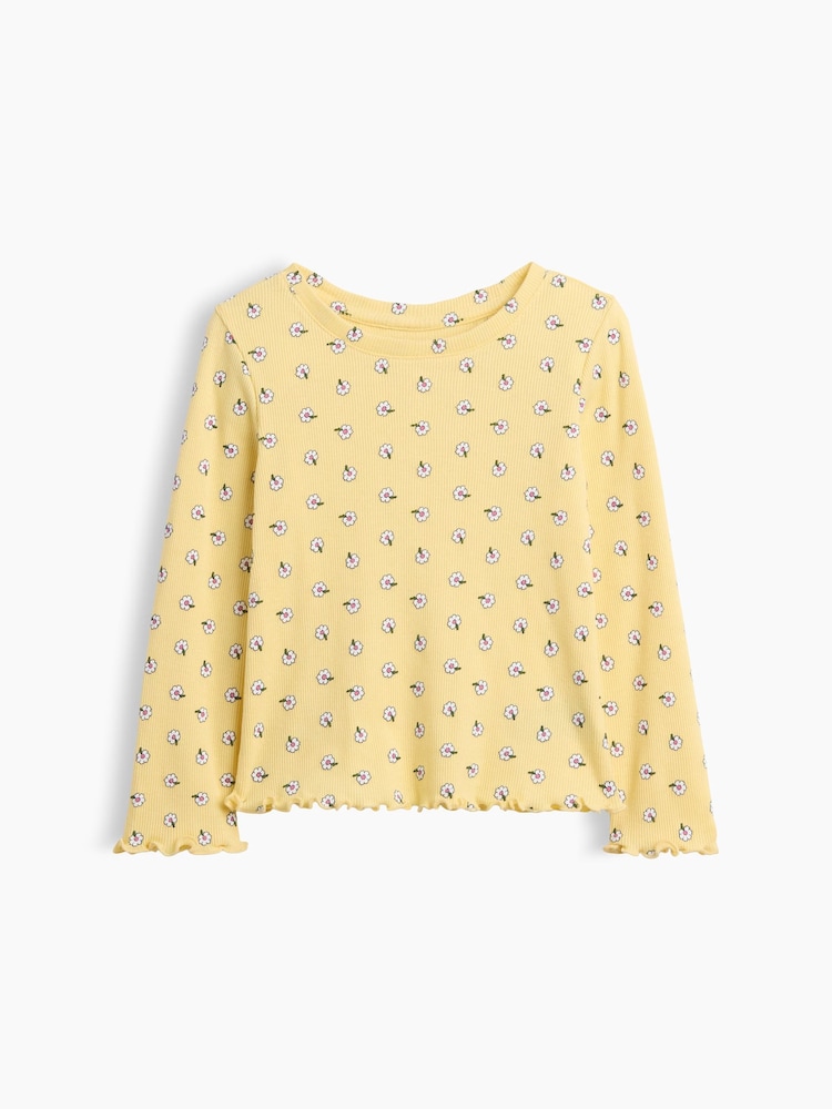 Geel - Gap geribbeld T-shirt met ronde hals (6maanden -5jaar) - Afbeelding 1 van 3