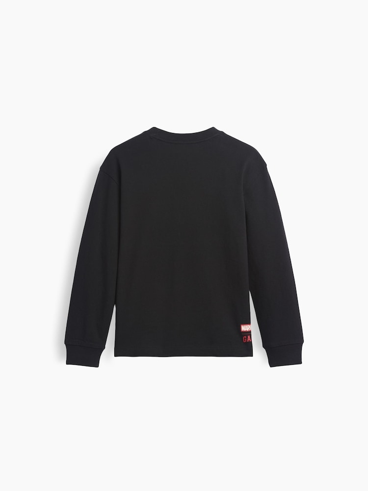 Melns - Gap Marvel Relaxed Graphic Long Sleeve T-Shirt (4-13yrs) - Attēls 2 no 3
