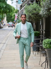 Groen - Harry Brown slim fit Chris linnen katoenmix kostuumblazer met enkele rij knopen - Image 1 of 11