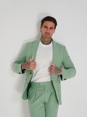 Groen - Harry Brown slim fit Chris linnen katoenmix kostuumblazer met enkele rij knopen - Image 11 of 11