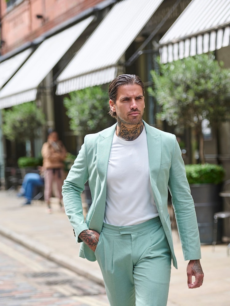 Groen - Harry Brown slim fit Chris linnen katoenmix kostuumblazer met enkele rij knopen - Image 4 of 11