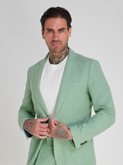 Groen - Harry Brown slim fit Chris linnen katoenmix kostuumblazer met enkele rij knopen - Image 7 of 11