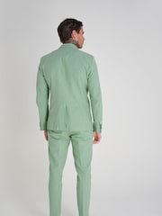 Groen - Harry Brown slim fit Chris linnen katoenmix kostuumblazer met enkele rij knopen - Image 9 of 11