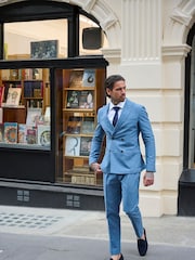 Blauw - Harry Brown Slim Fit Oliver Linen Cotton Blend Suit: Smart Trousers - Image 1 of 10