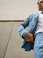 Blauw - Harry Brown Slim Fit Oliver Linen Cotton Blend Suit: Smart Trousers - Image 5 of 10