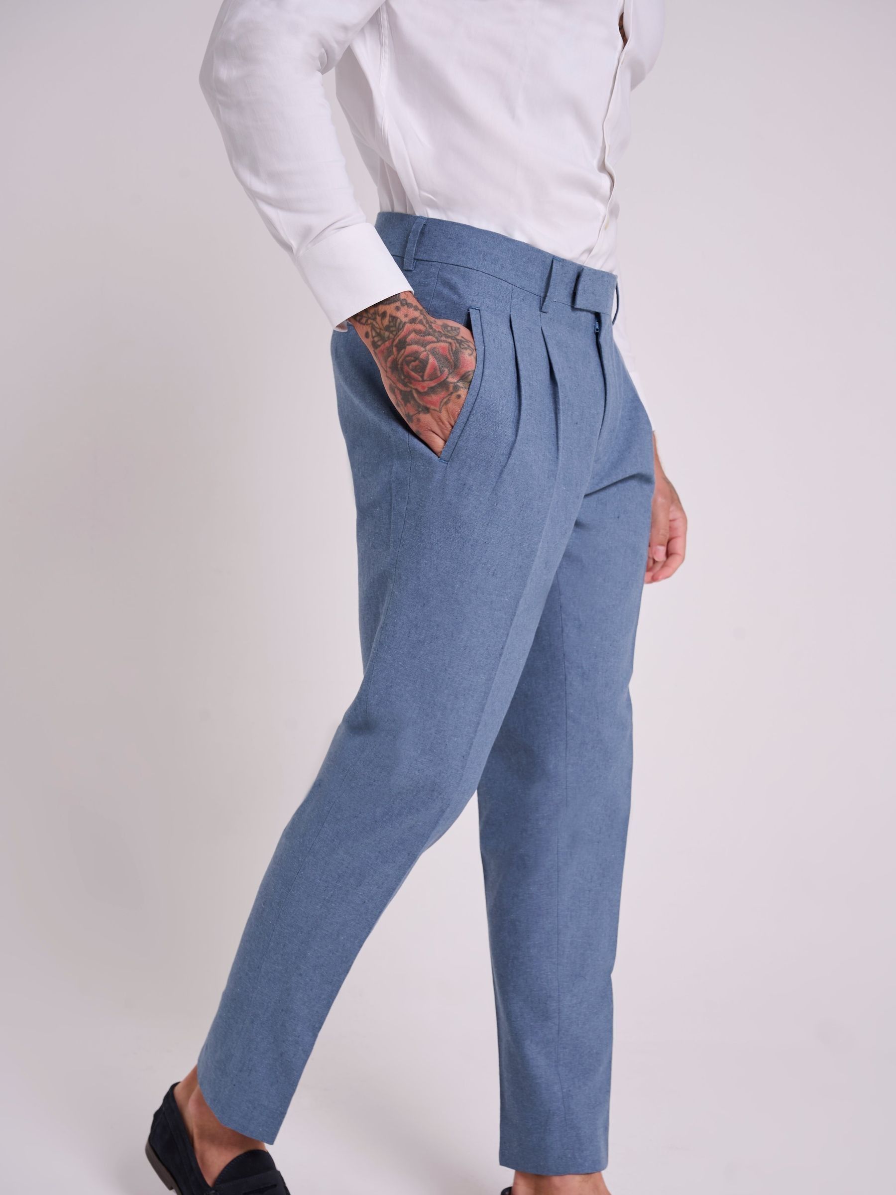 Buy Harry Brown Blue Slim Fit Oliver Linen Cotton Blend Suit