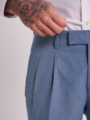 Blauw - Harry Brown Slim Fit Oliver Linen Cotton Blend Suit: Smart Trousers - Image 9 of 10