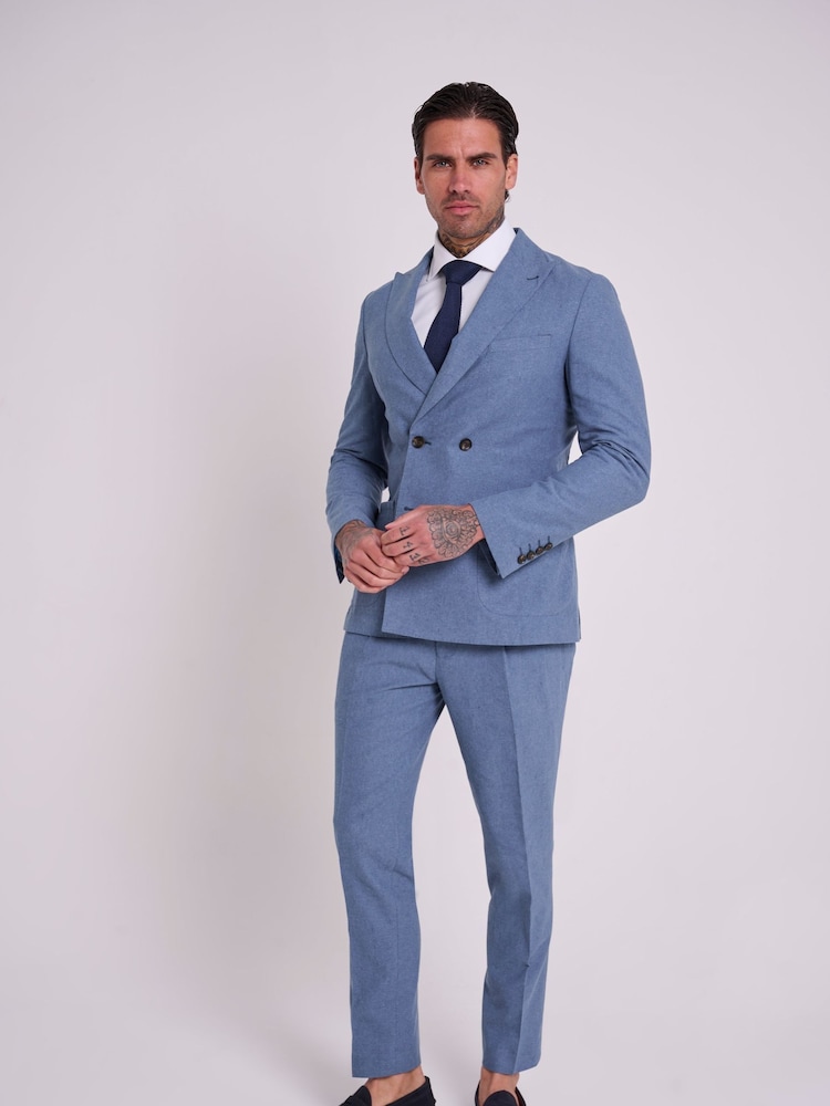 Blauw - Harry Brown Slim Fit Oliver Linen Cotton Blend Suit: Smart Trousers - Image 10 of 10