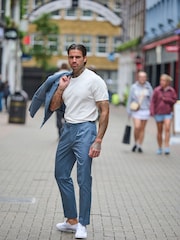 Blauw - Harry Brown Slim Fit Paper Touch Cotton Suit: Smart Trousers - Image 1 of 6