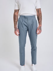 Blauw - Harry Brown Slim Fit Paper Touch Cotton Suit: Smart Trousers - Image 3 of 6