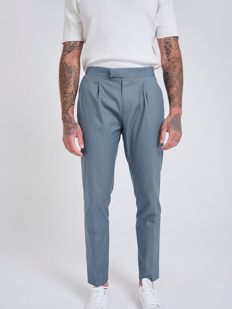 Harry Brown Blue Slim Fit Paper Touch Cotton Suit: Smart Trousers - Image 3 of 6