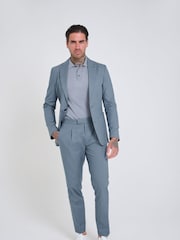 Blauw - Harry Brown Slim Fit Paper Touch Cotton Suit: Smart Trousers - Image 4 of 6