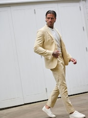 Harry Brown Yellow Slim Fit Chris Linen Cotton Blend Suit: Smart Trousers - Image 9 of 9