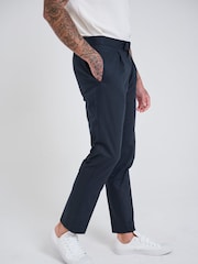 Normaal blauw - Harry Brown Slim Fit Paper Touch Cotton Suit: Smart Trousers - Image 3 of 8