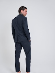 Normaal blauw - Harry Brown Slim Fit Paper Touch Cotton Suit: Smart Trousers - Image 6 of 8