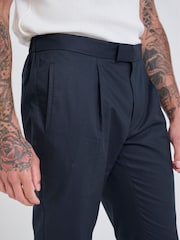 Normaal blauw - Harry Brown Slim Fit Paper Touch Cotton Suit: Smart Trousers - Image 7 of 8