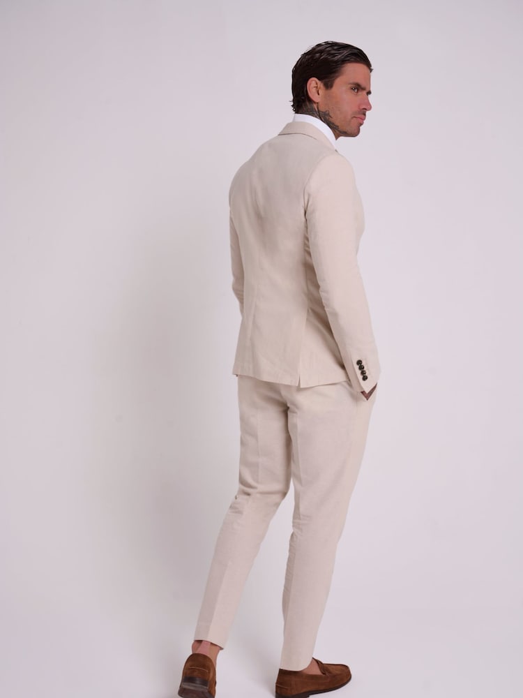 Harry Brown Natural Slim Fit Oliver Linen Cotton Blend Double Breasted Suit: Blazer - Image 5 of 7