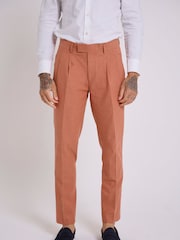 Roșu - Harry Maro Croială slim fit Oliver Lenjerie de pat Cotton Blend Suit: Smart Trousers - Imaginea 3 din 6
