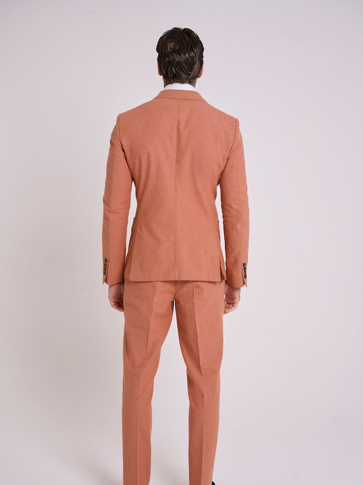 Roșu - Harry Maro Croială slim fit Oliver Lenjerie de pat Cotton Blend Suit: Smart Trousers - Imaginea 6 din 6
