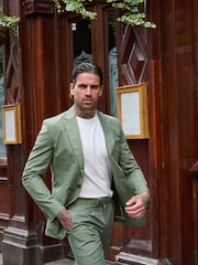 Harry Brown Green Slim Fit Paper Touch Cotton Suit: Smart Trousers - Image 3 of 9