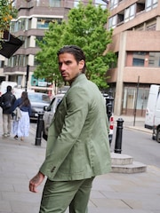 Harry Brown Green Slim Fit Paper Touch Cotton Suit: Smart Trousers - Image 5 of 9