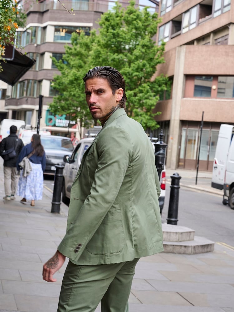 Harry Brown Green Slim Fit Paper Touch Cotton Suit: Smart Trousers - Image 5 of 9