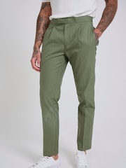 Harry Brown Green Slim Fit Paper Touch Cotton Suit: Smart Trousers - Image 6 of 9