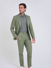 Harry Brown Green Slim Fit Paper Touch Cotton Suit: Smart Trousers - Image 8 of 9