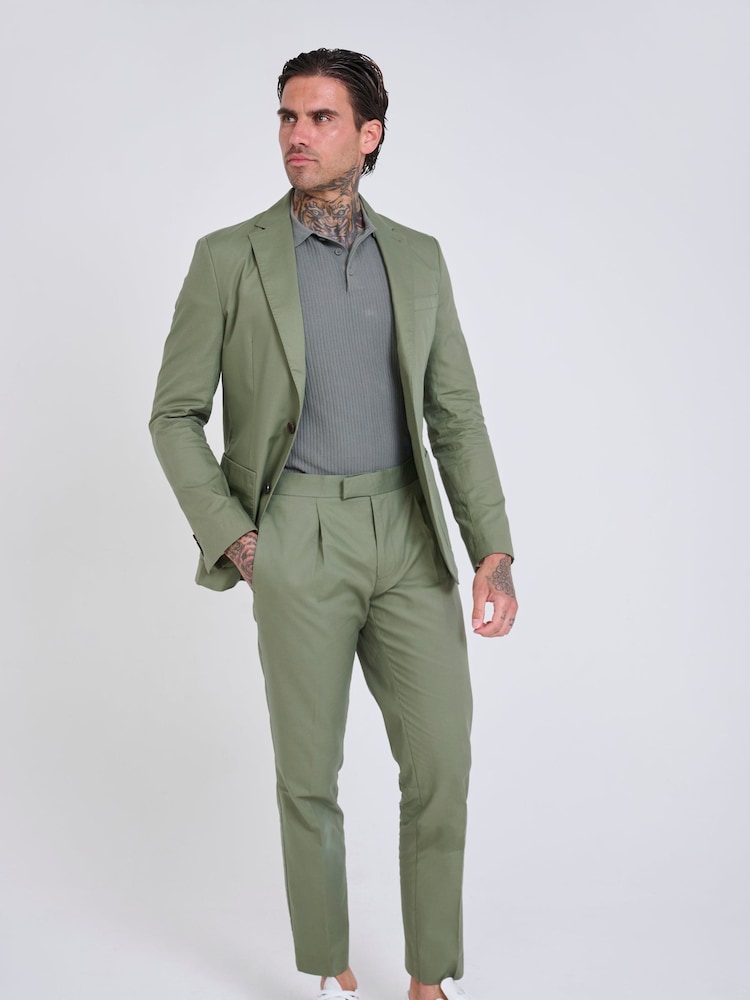 Harry Brown Green Slim Fit Paper Touch Cotton Suit: Smart Trousers - Image 8 of 9