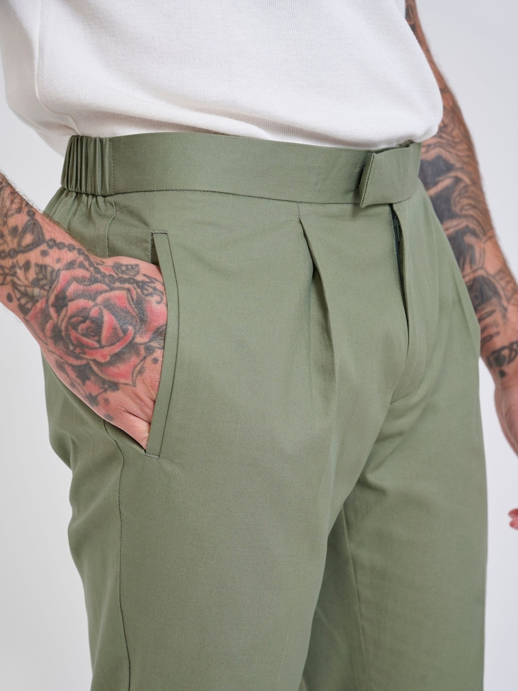 Harry Brown Green Slim Fit Paper Touch Cotton Suit: Smart Trousers - Image 9 of 9