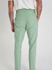 Harry Brown Green Slim Fit Chris Linen Cotton Blend Suit: Smart Trousers - Image 7 of 9