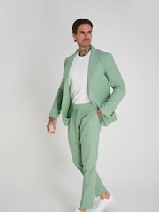 Harry Brown Green Slim Fit Chris Linen Cotton Blend Suit: Smart Trousers - Image 8 of 9