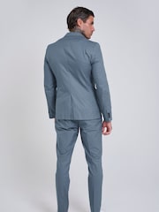 Harry Brown Blue Slim Fit Paper Touch Cotton Single Breasted Suit: Blazer - Image 8 of 11