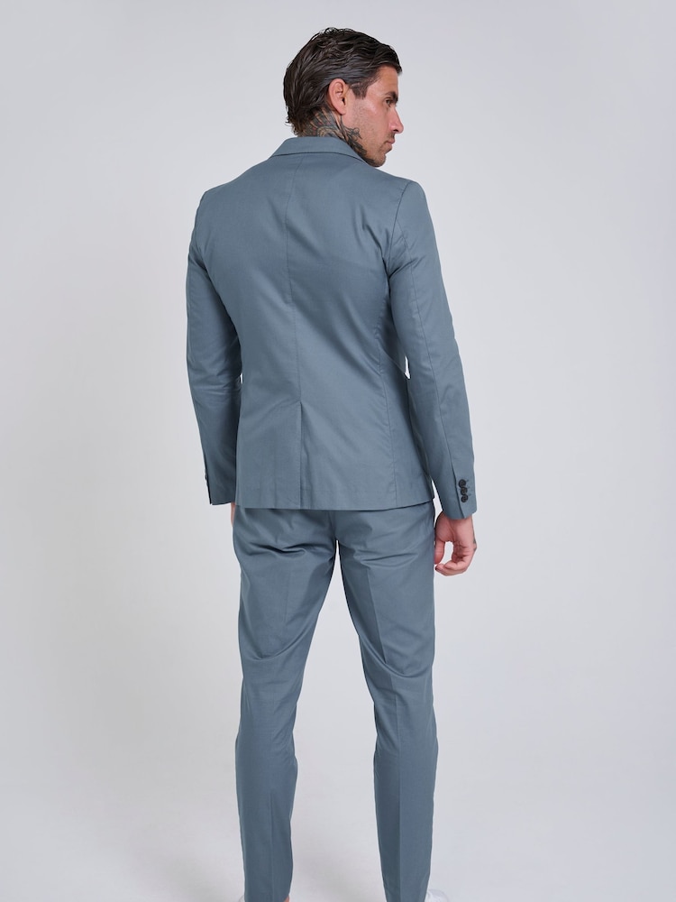 Harry Brown Blue Slim Fit Paper Touch Cotton Single Breasted Suit: Blazer - Image 8 of 11
