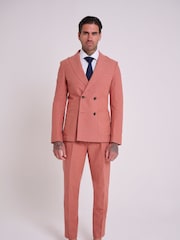 Rood - Harry Brown slim fit Oliver linnen-katoenmix kostuumblazer met dubbele rij knopen - Image 3 of 9