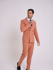 Rood - Harry Brown slim fit Oliver linnen-katoenmix kostuumblazer met dubbele rij knopen - Image 4 of 9