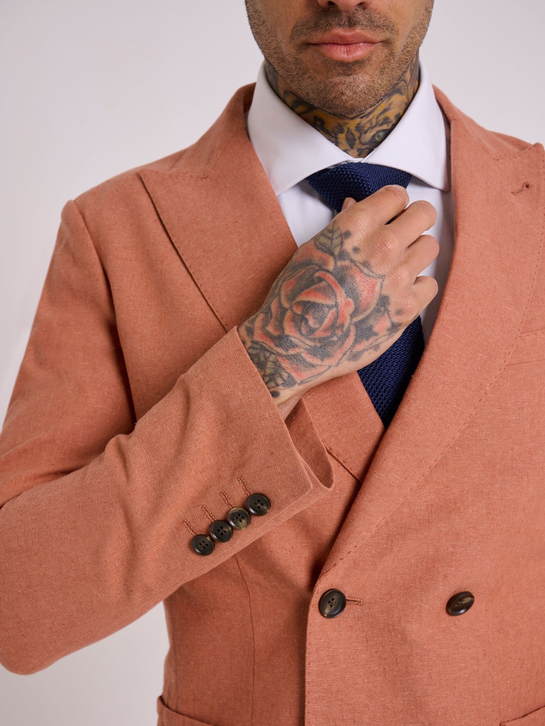 Buy Harry Brown Red Slim Fit Oliver Linen Cotton Blend