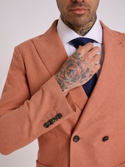 Rood - Harry Brown slim fit Oliver linnen-katoenmix kostuumblazer met dubbele rij knopen - Image 7 of 9