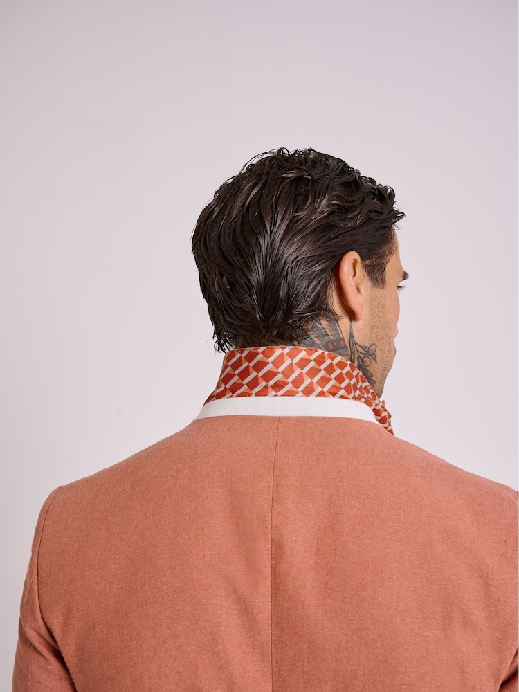 Harry Brown Red Slim Fit Oliver Linen Cotton Blend Double Breasted Suit: Blazer - Image 8 of 9