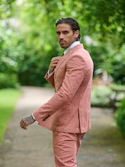 Rood - Harry Brown slim fit Oliver linnen-katoenmix kostuumblazer met dubbele rij knopen - Image 9 of 9