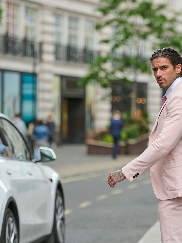 Roze - Harry Brown slim fit Chris linnen katoenmix kostuumblazer met enkele rij knopen - Image 3 of 10