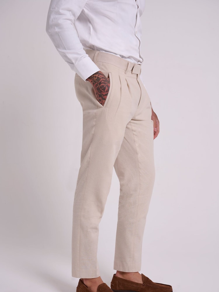 Natural - Traje de corte entallado en mezcla de lino y algodón Oliver de Harry Brown: pantalones de vestir - Imagen 2 de 5 Natural - Traje de corte entallado en mezcla de lino y algodón Oliver de Harry Brown: pantalones de vestir - Imagen 2 de 5