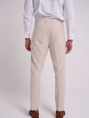 Natural - Traje de corte entallado en mezcla de lino y algodón Oliver de Harry Brown: pantalones de vestir - Imagen 3 de 5