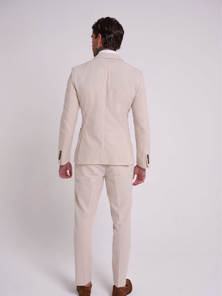 Natural - Traje de corte entallado en mezcla de lino y algodón Oliver de Harry Brown: pantalones de vestir - Imagen 5 de 5