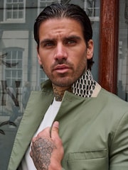 Harry Brown Green Slim Fit Paper Touch Cotton Single Breasted Suit: Blazer - Image 1 of 7