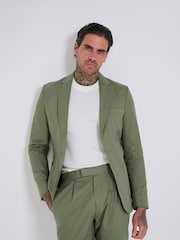 Harry Brown Green Slim Fit Paper Touch Cotton Single Breasted Suit: Blazer - Image 4 of 7