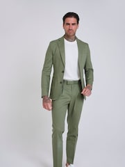 Harry Brown Green Slim Fit Paper Touch Cotton Single Breasted Suit: Blazer - Image 5 of 7